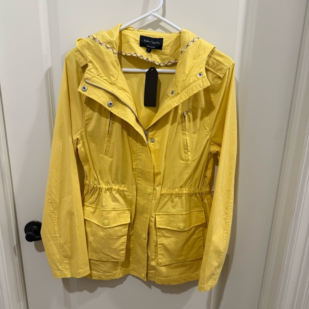 Eden Society Holly Cargo Jacket Hood Yellow Large NWT Stitchfix Layering Coastal